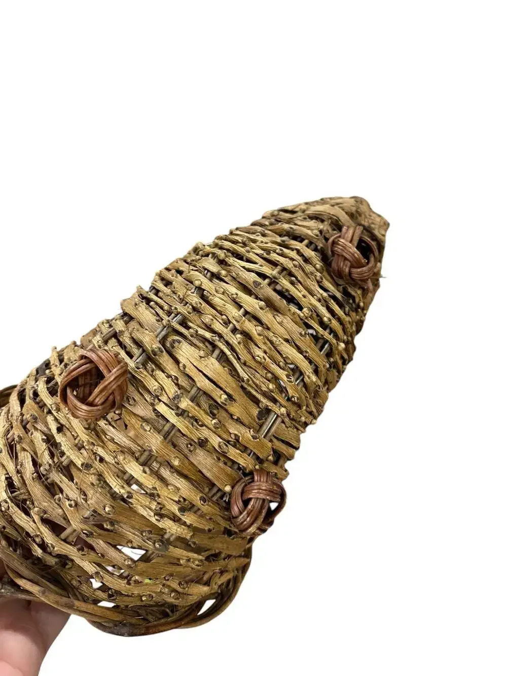 Rustic Natural Twig and Metal Woven Cornucopia Basket Fall Thanksgiving Centerpi